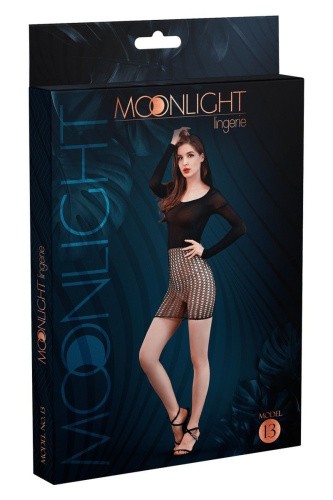 Moonlight Model 13 Black - эротическое мини-платье с юбкой в сетку, S-L (чёрный)